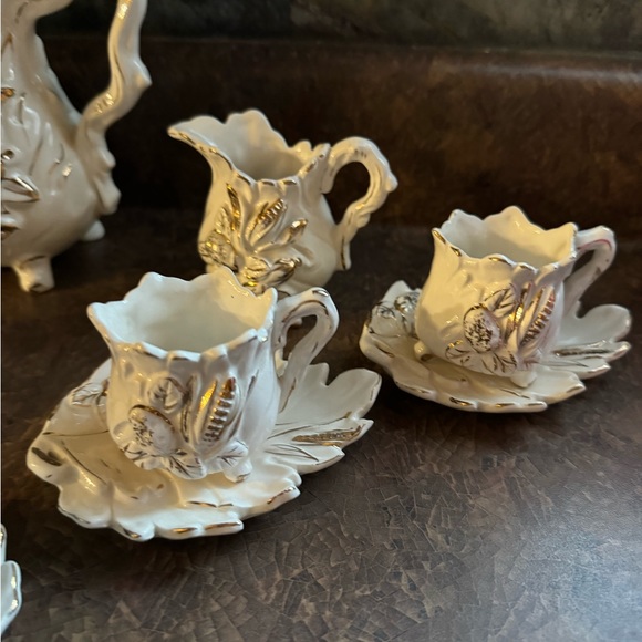 Vintage Tilso tea set rare, excellent condition!!! Leaves ivory, gold HTF!!!LOOK - Picture 6 of 12